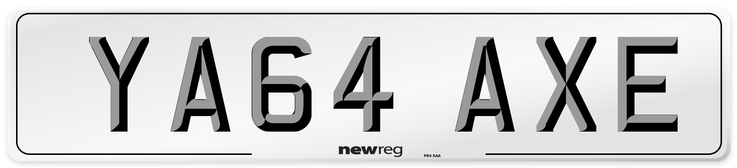 YA64 AXE Number Plate from New Reg